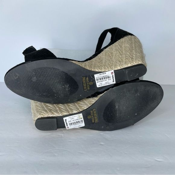 Chase + Chloe Black Bow Espadrilles Wedges 9 - Picture 6 of 8